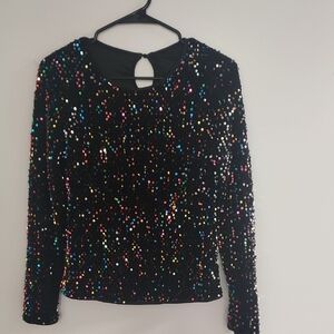 Sequin Embellished Black Top